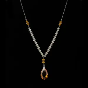 1920s Honey Color Glass Pendant Necklace. nlbd2212