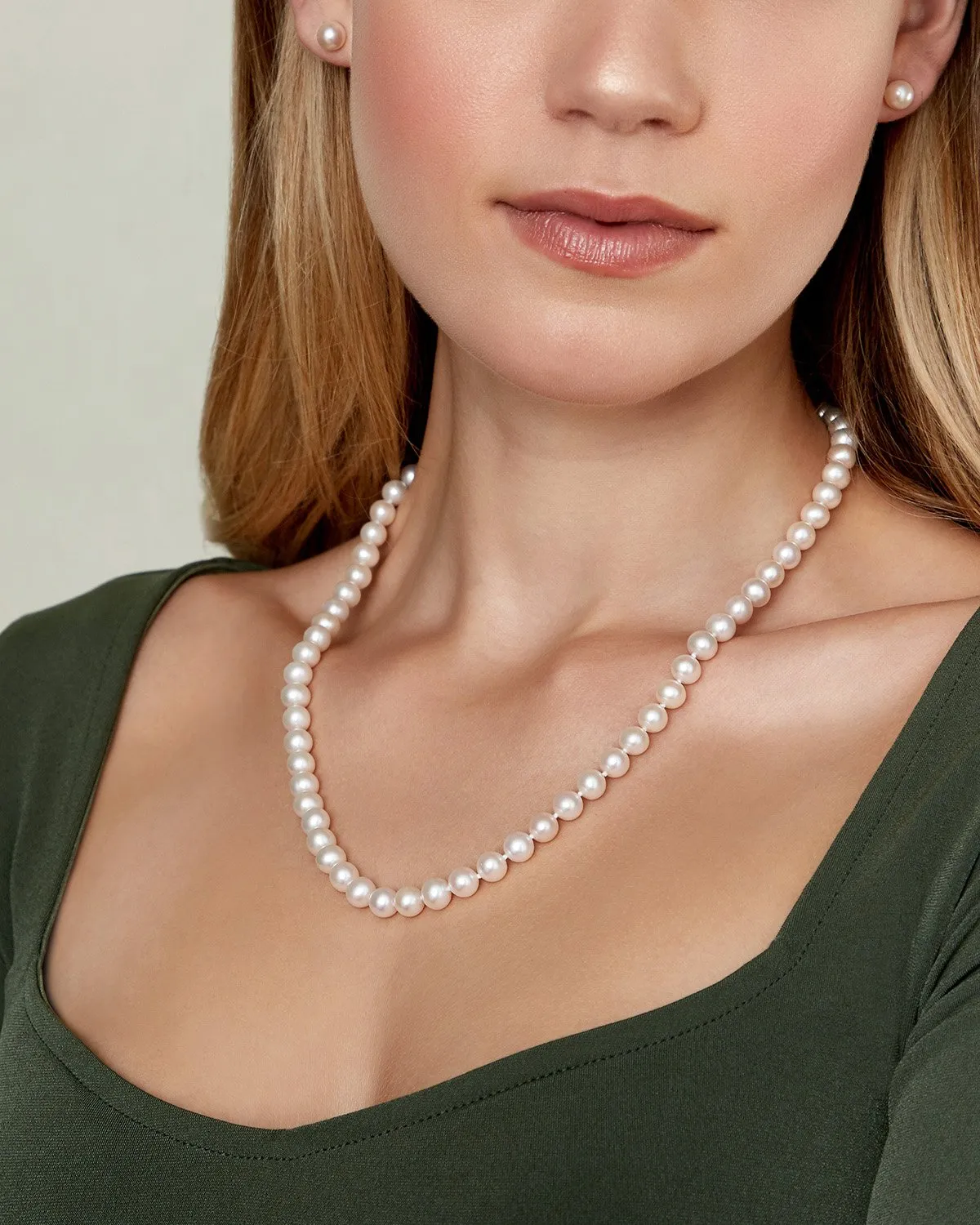 7.0-7.5mm Freshwater Pearl Necklace & Earrings