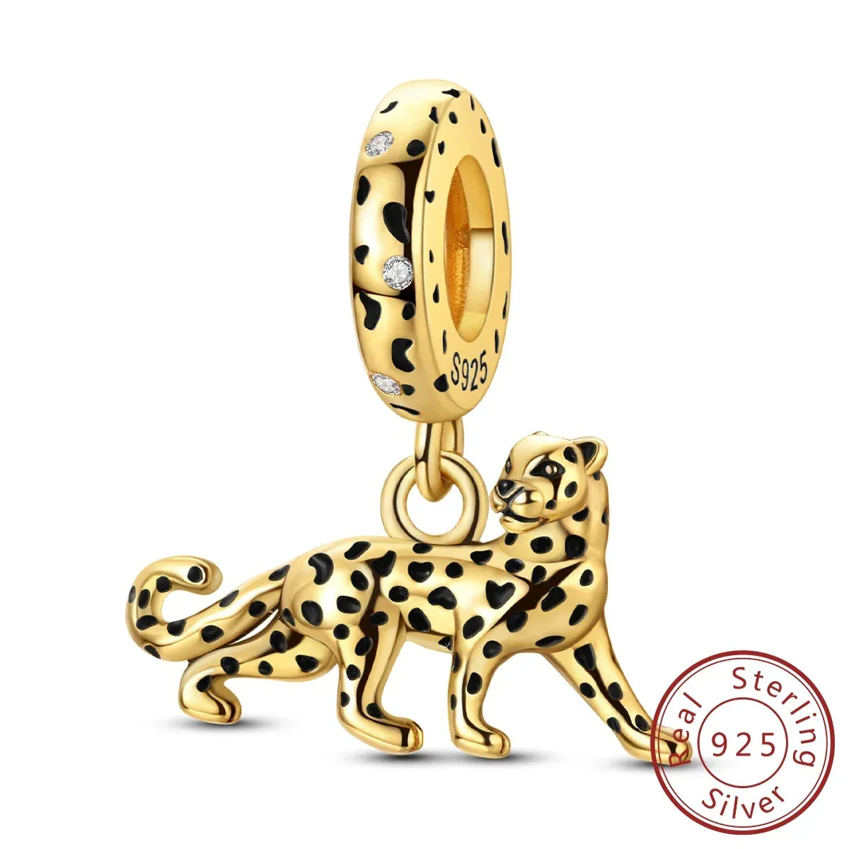 925 Sterling Silver Leopard Pendant Fits Bracelets & Necklaces Diy Gift