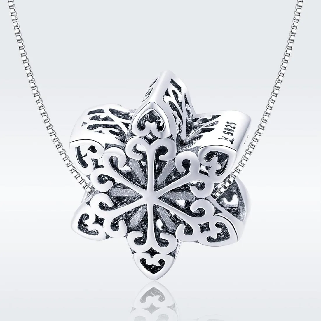 925 Sterling Silver Snowflake Beads For Diy Bracelets & Necklaces