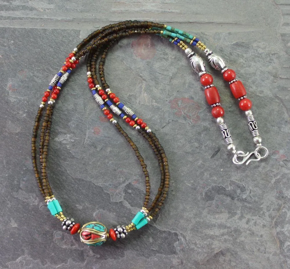 Amber Tibetan Beaded necklace