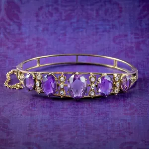 Antique Victorian Amethyst Bangle 16ct Of Amethyst