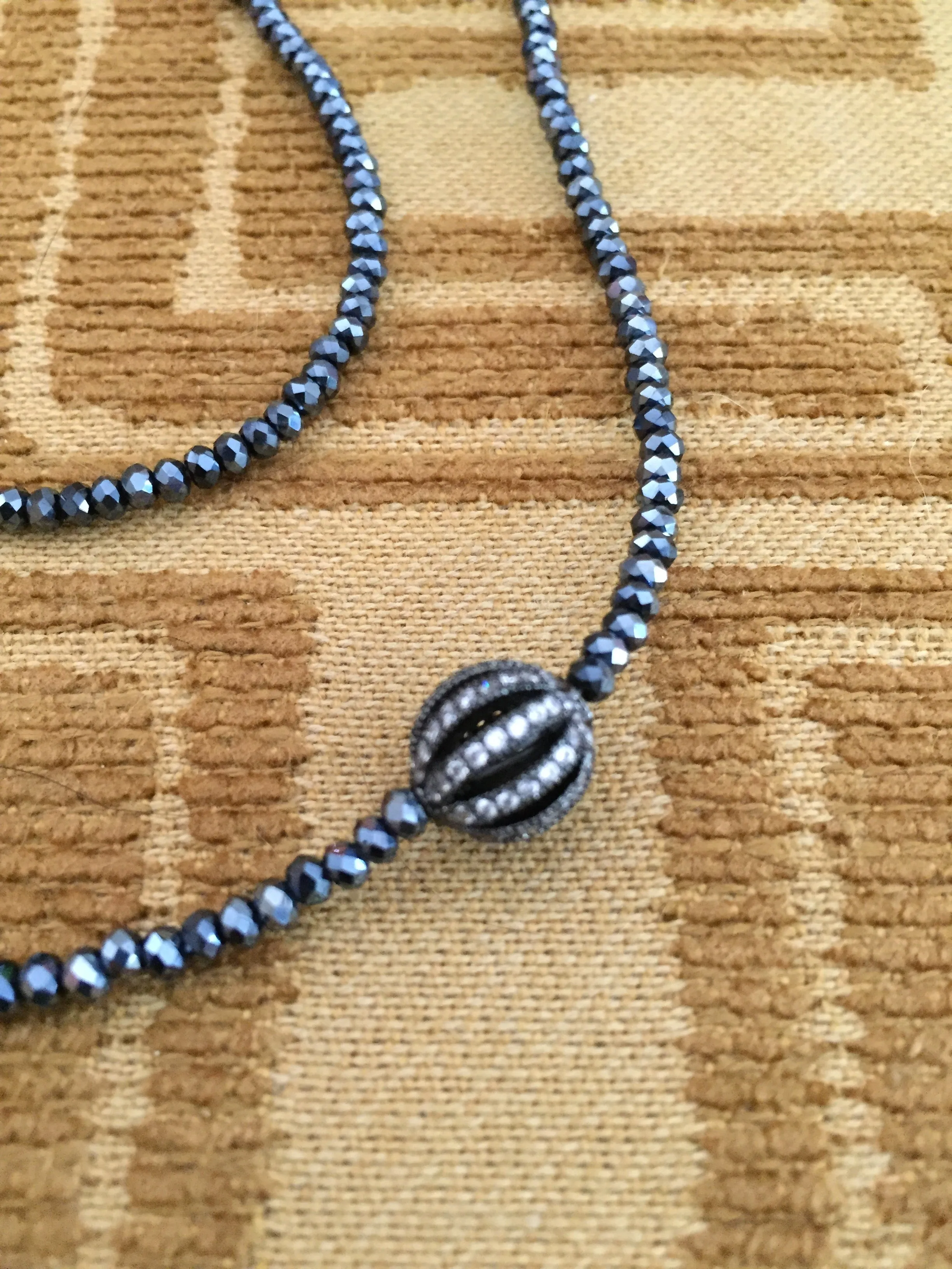 Bettina Duncan Midnight Crystal Necklace with Silver Bead