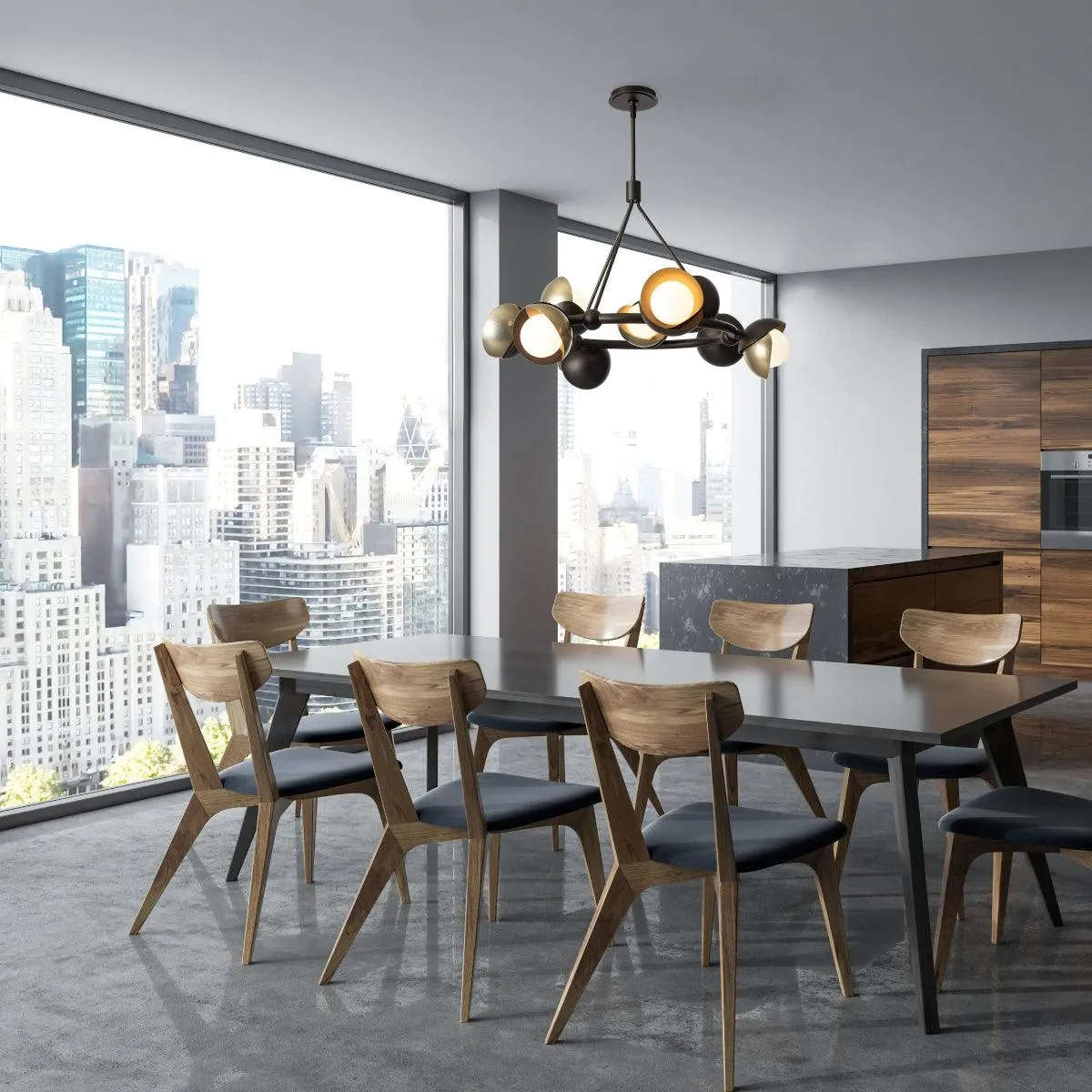 Brooklyn 32 in. 9 lights Pendant Light Modern Brass Finish