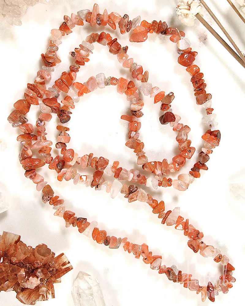 Carnelian Chip Necklace 36"