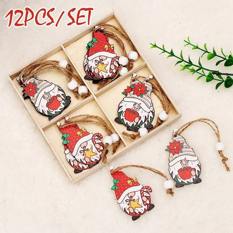 Christmas Gnomes Wooden Pendants Christmas Decorations For Home Xmas Tree Christmas Ornaments Navidad Decor