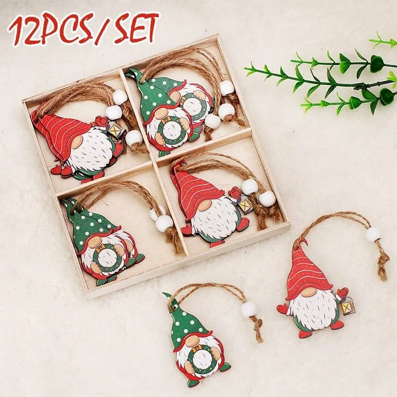 Christmas Gnomes Wooden Pendants Christmas Decorations For Home Xmas Tree Christmas Ornaments Navidad Decor