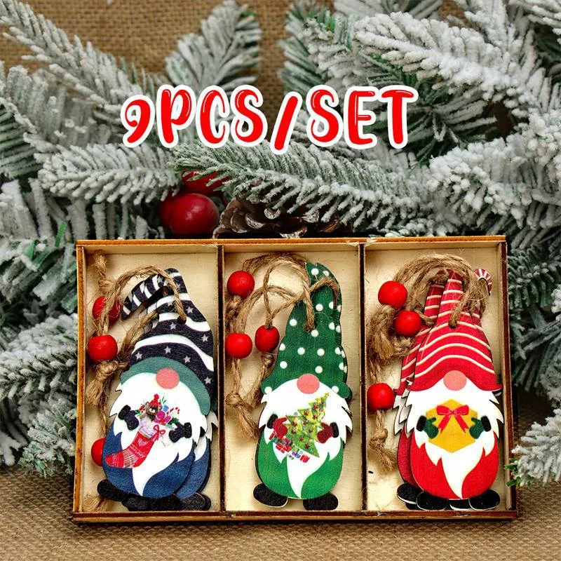Christmas Gnomes Wooden Pendants Christmas Decorations For Home Xmas Tree Christmas Ornaments Navidad Decor