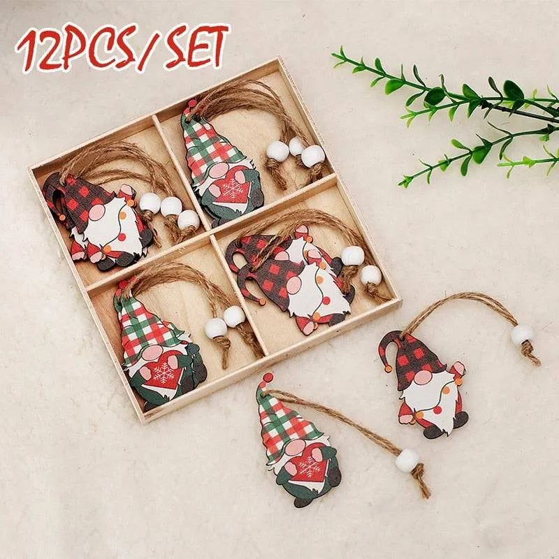 Christmas Gnomes Wooden Pendants Christmas Decorations For Home Xmas Tree Christmas Ornaments Navidad Decor