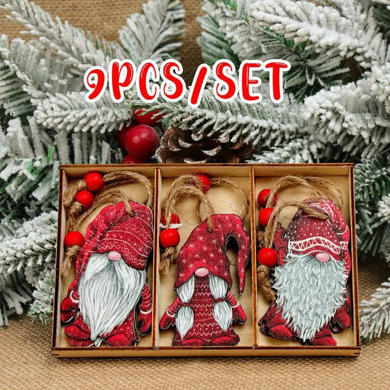 Christmas Gnomes Wooden Pendants Christmas Decorations For Home Xmas Tree Christmas Ornaments Navidad Decor