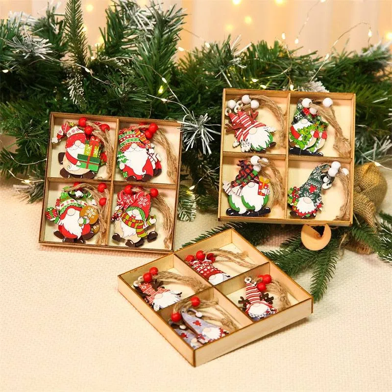 Christmas Gnomes Wooden Pendants Christmas Decorations For Home Xmas Tree Christmas Ornaments Navidad Decor