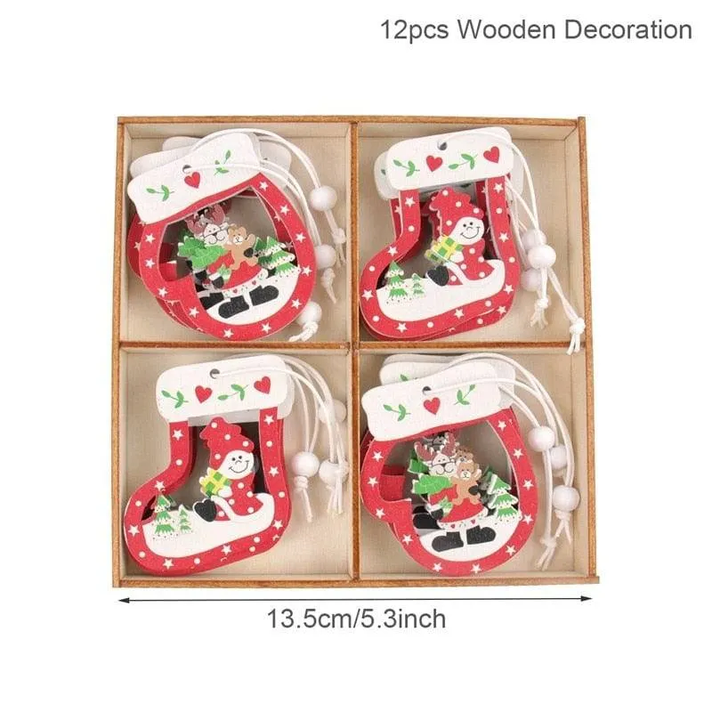 Christmas Gnomes Wooden Pendants Christmas Decorations For Home Xmas Tree Christmas Ornaments Navidad Decor