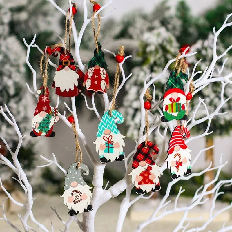 Christmas Gnomes Wooden Pendants Christmas Decorations For Home Xmas Tree Christmas Ornaments Navidad Decor