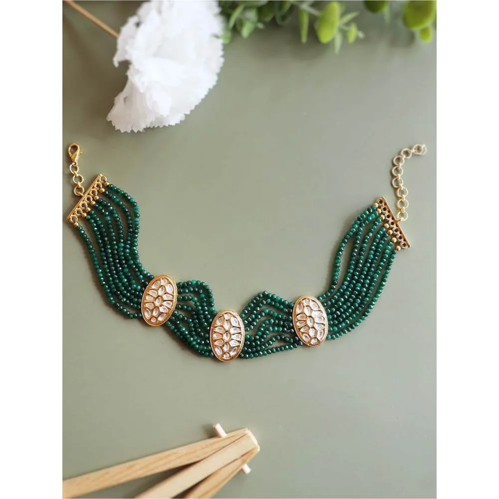 Curio Cottage Meira Green Stones and Kundan Choker