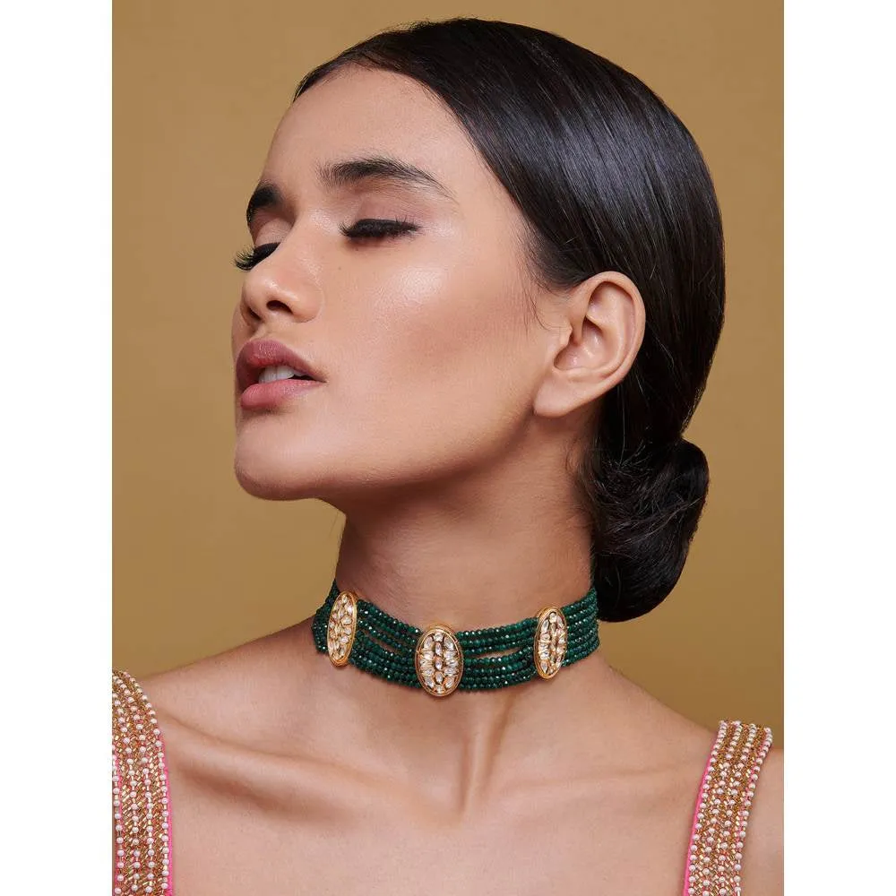 Curio Cottage Meira Green Stones and Kundan Choker