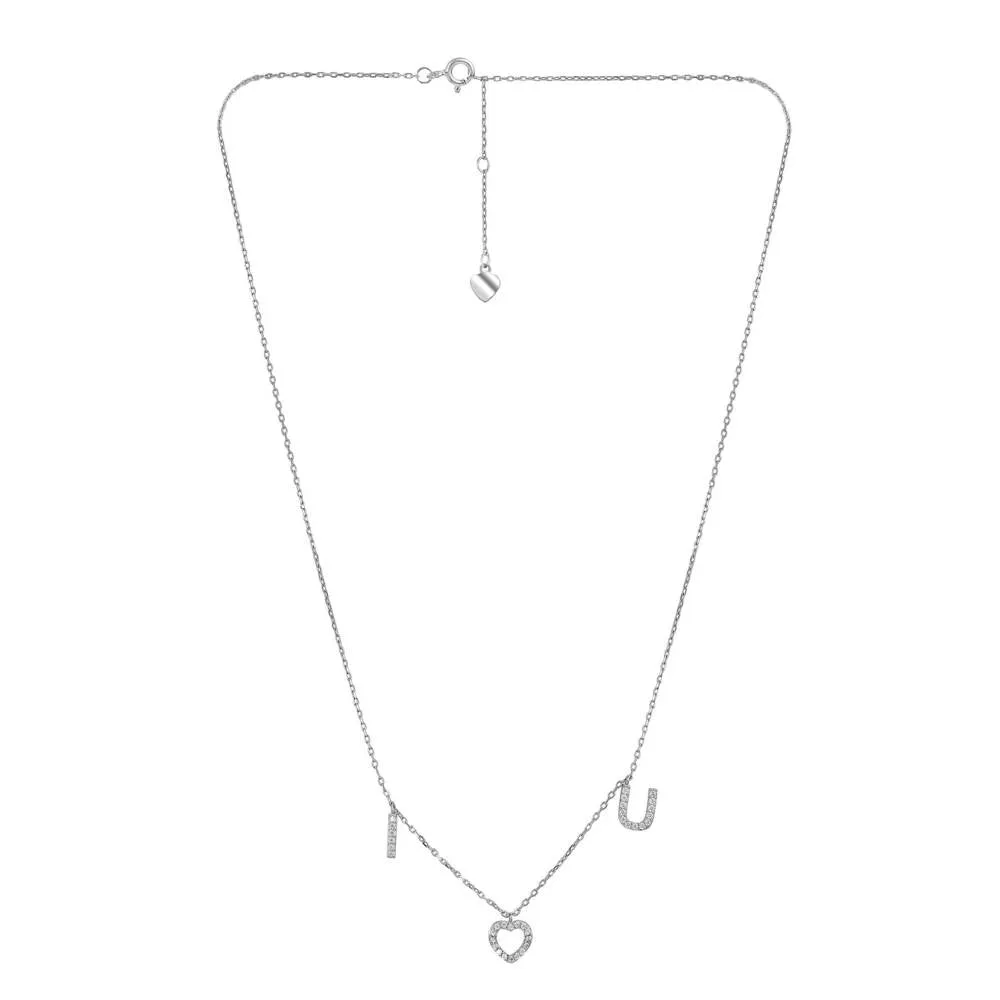 Curio Cottage Pure Silver I Love U Necklace