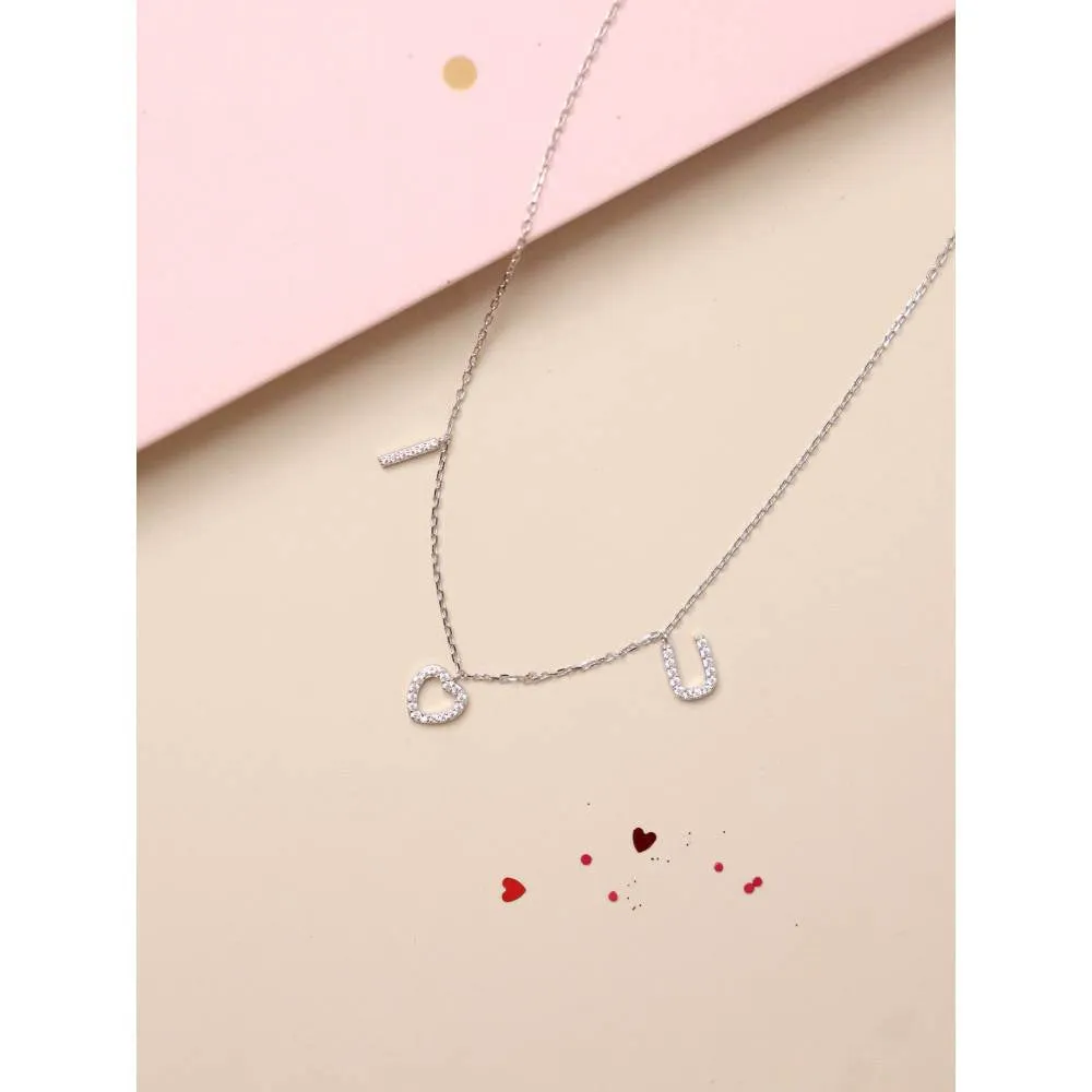 Curio Cottage Pure Silver I Love U Necklace