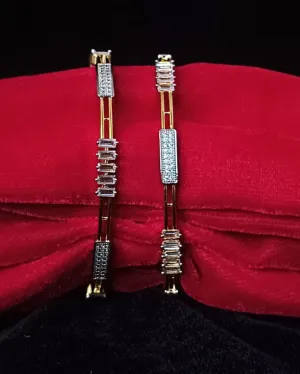 Designer Gold- & Silver-Plated American Diamond Bangle/Bracelet (D207)