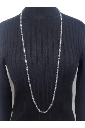 Emma Natural Stone And Crystal Beaded Long Necklace - Two Colors