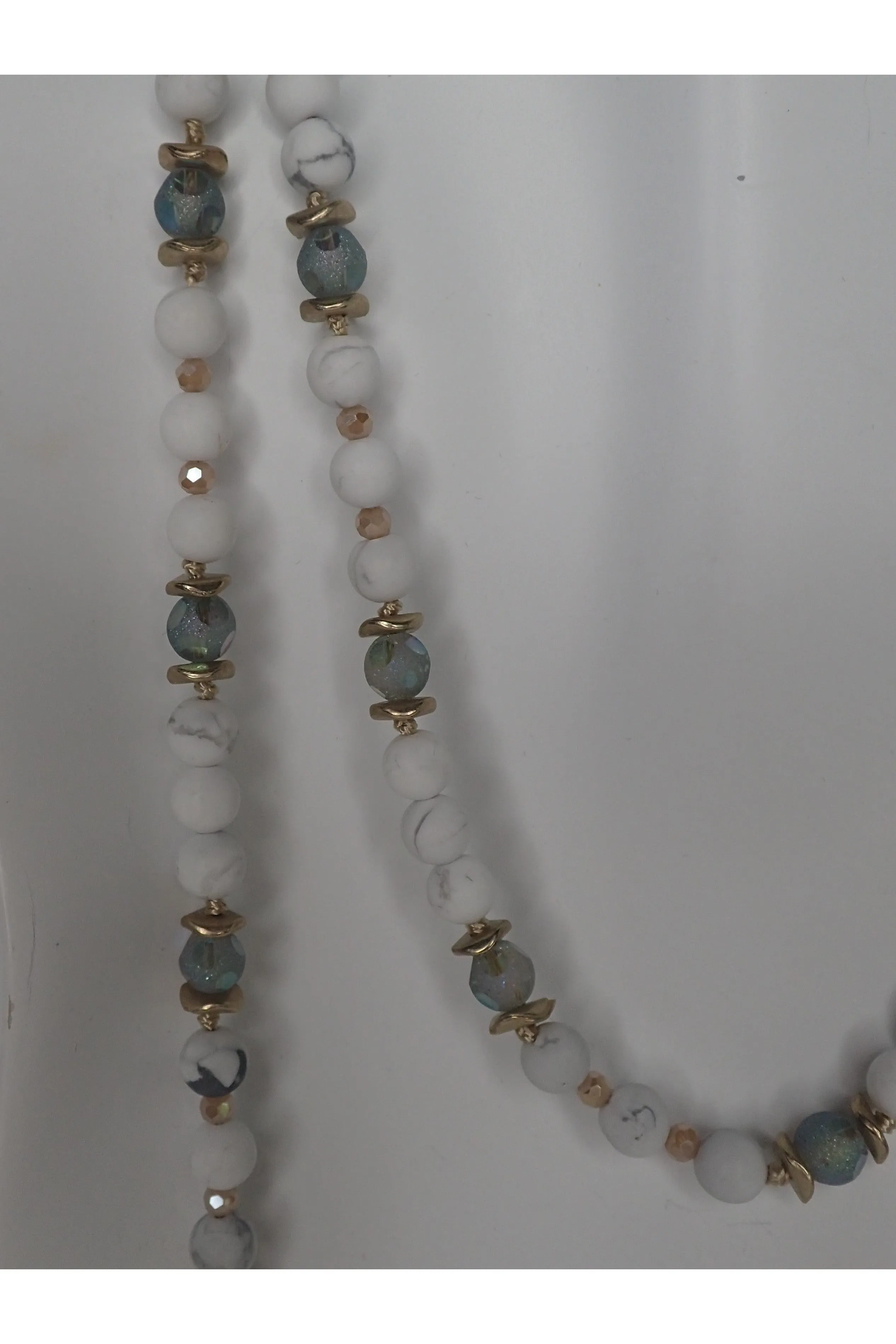 Emma Natural Stone And Crystal Beaded Long Necklace - Two Colors