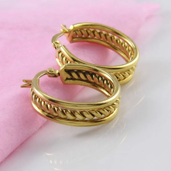 Fashion Jewelry 18k Real Gold Plating Hoop Earrings Trendy Stainless Steel Earring For Women Wedding Earring