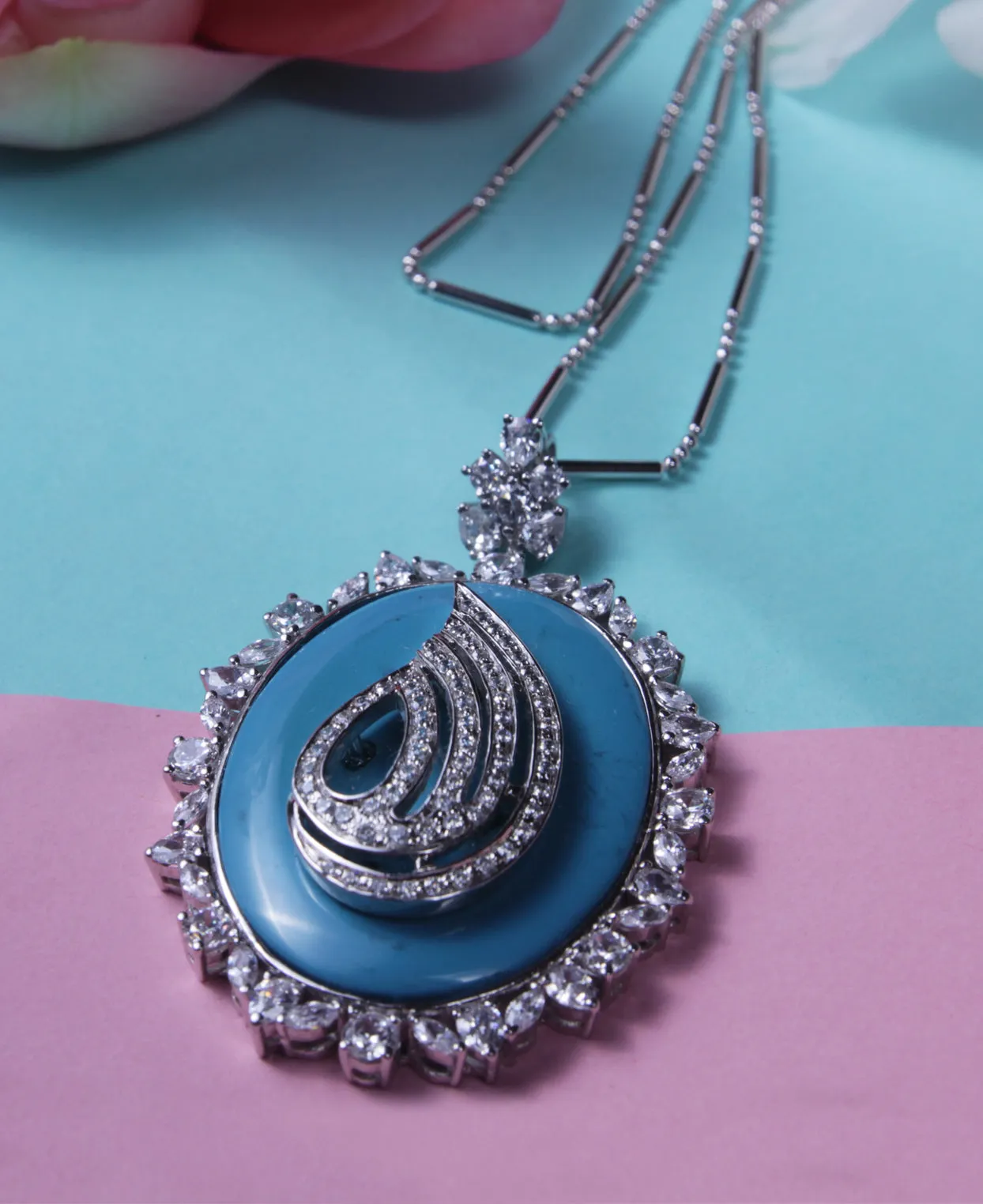 Feroza Centred Handcrafted Allah Pendant