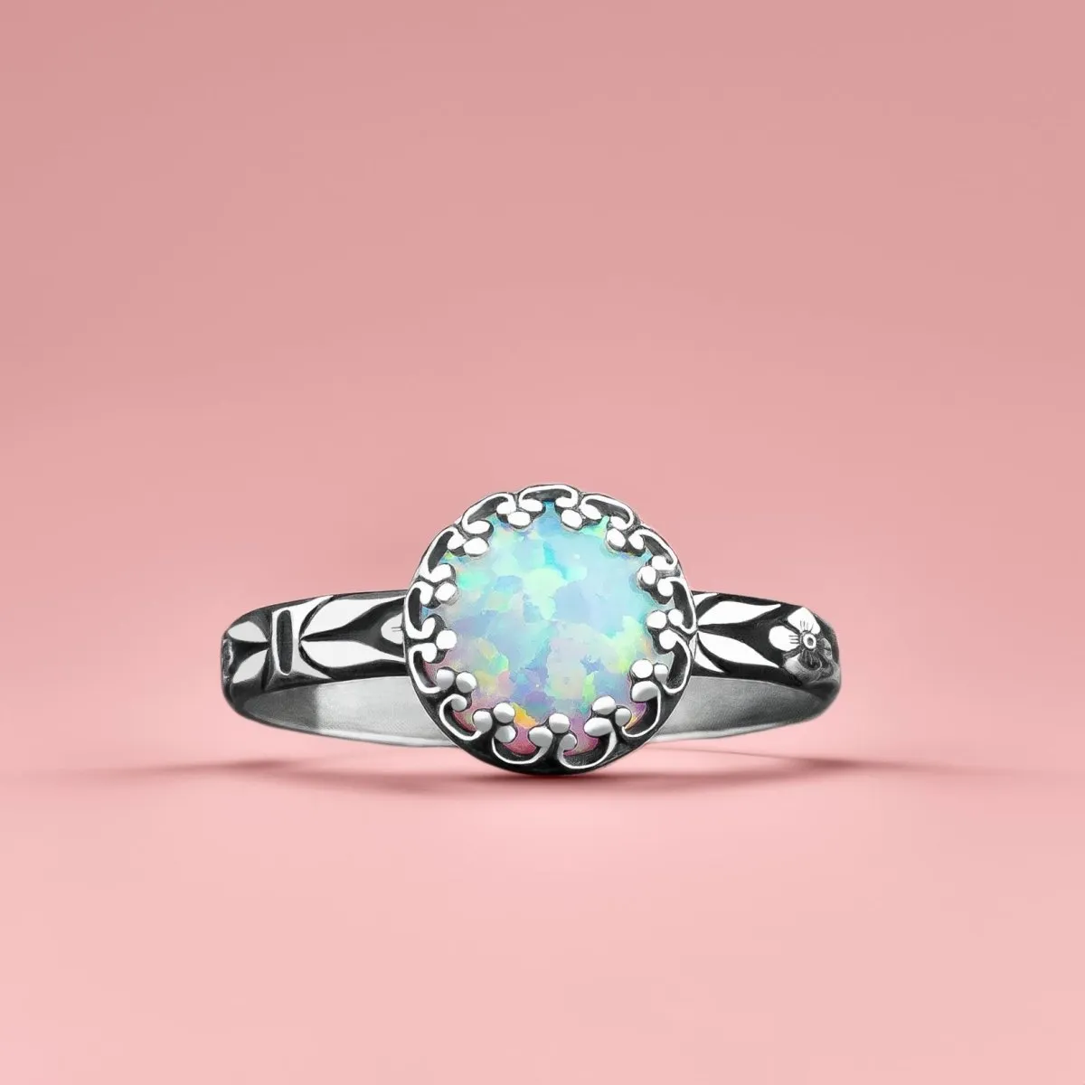 Floral Opal Stacking Rings