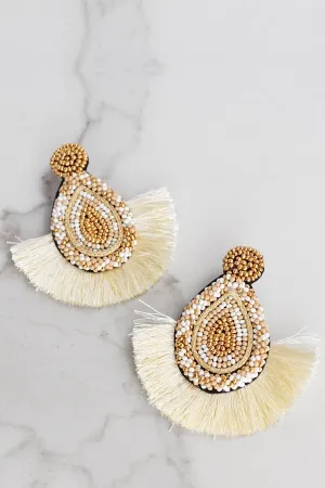 Fringe Statement Earrings Ivory