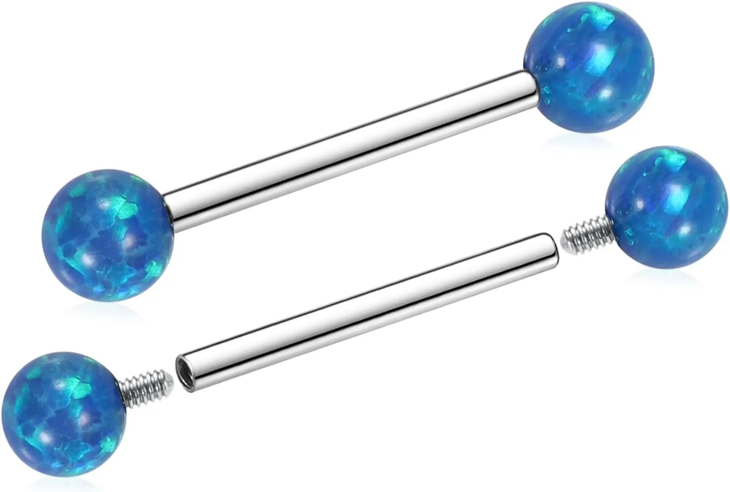 FUNLMO 1 Pair Nipple Rings G23 Titanium Nipple Piercing Jewelry Tongue Rings Internally Threaded Nipple Jewelry Bridge Piercing Jewelry 16G 14G 12G 12mm-18mm