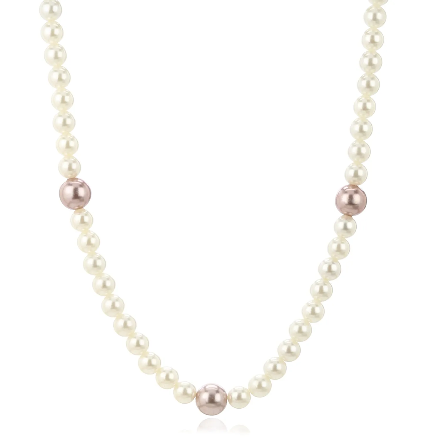 Handcrafted One Line White and Pink Flux Pearl Necklace