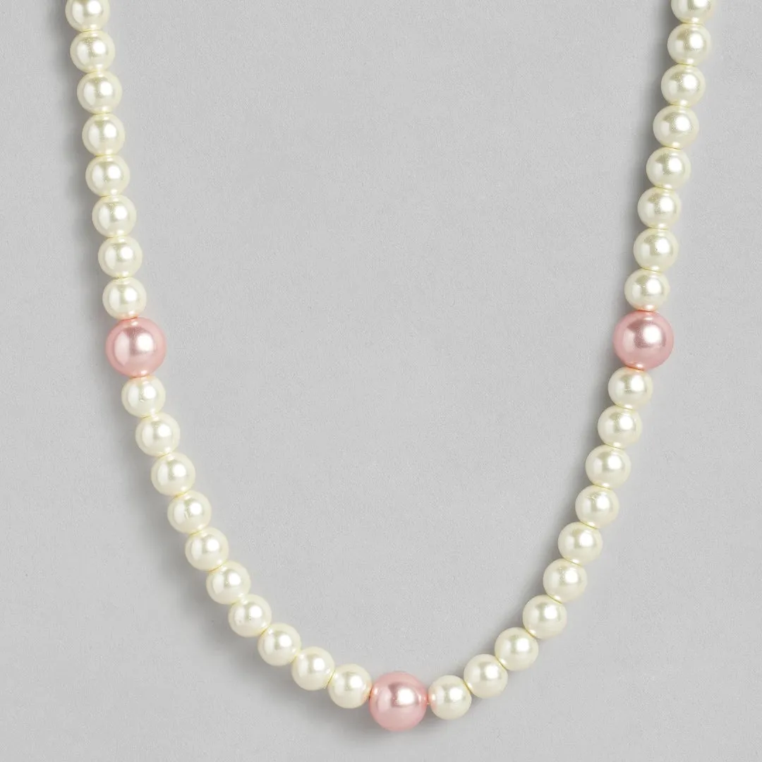 Handcrafted One Line White and Pink Flux Pearl Necklace