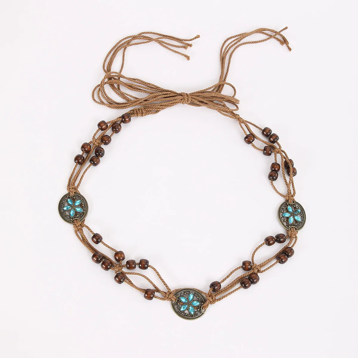 Handmade Weaving Wood Beaded Belt