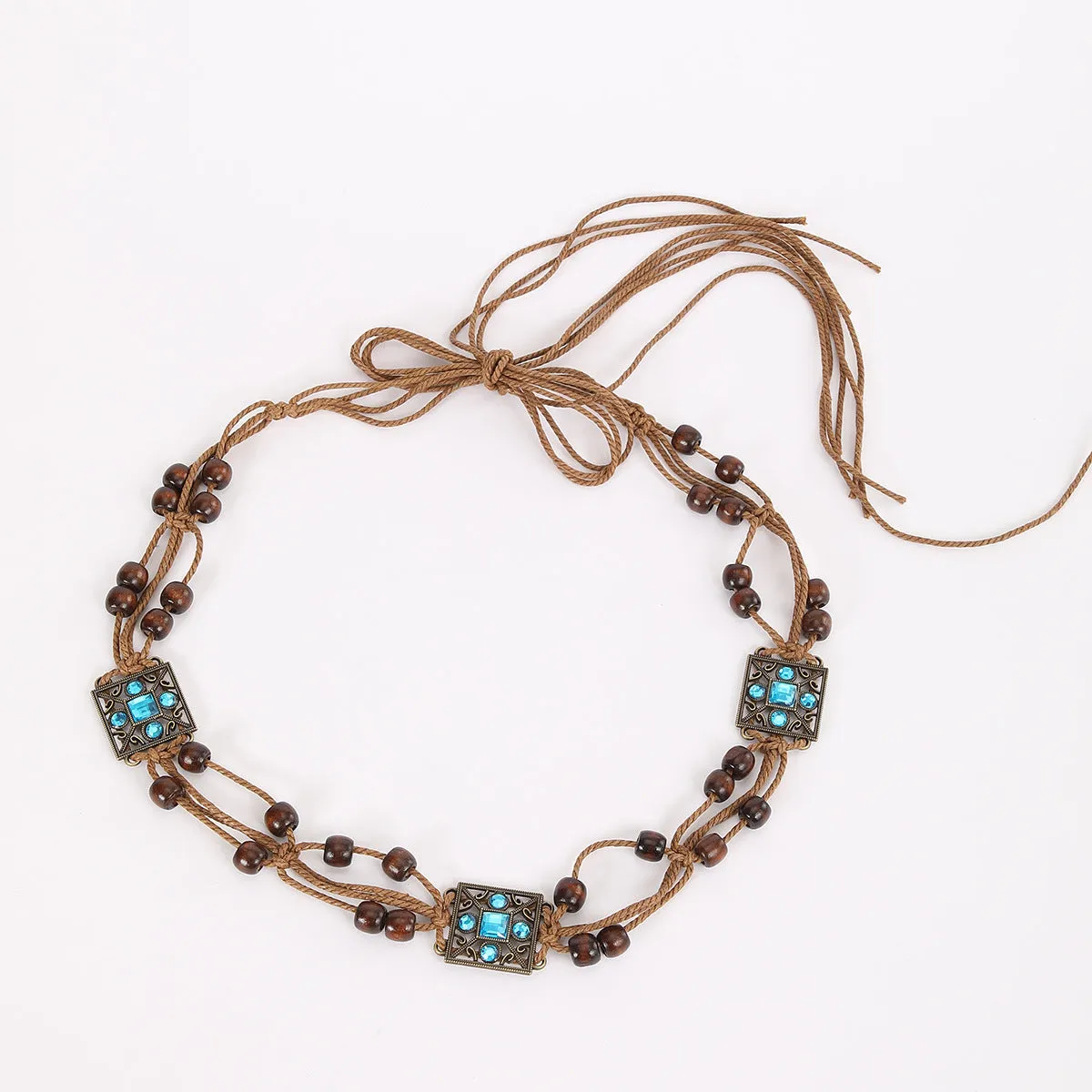 Handmade Weaving Wood Beaded Belt