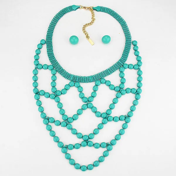 iLLASPARKZ Beaded Lattice Bib Necklace