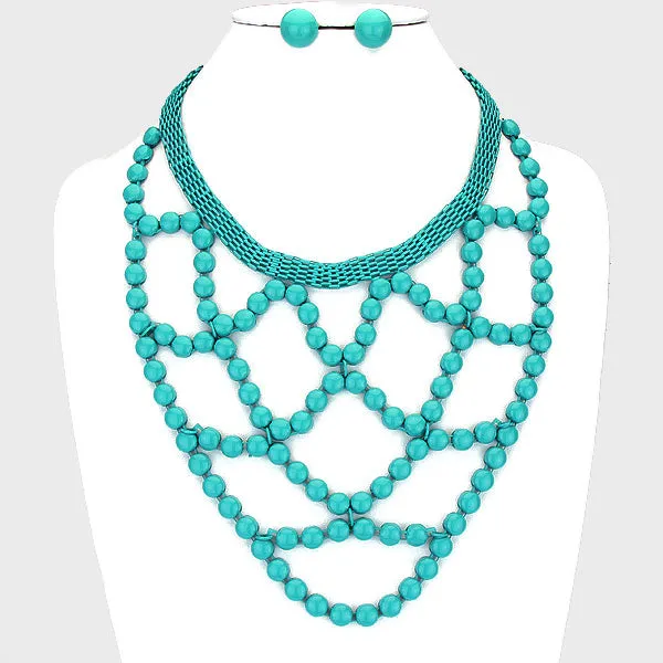 iLLASPARKZ Beaded Lattice Bib Necklace