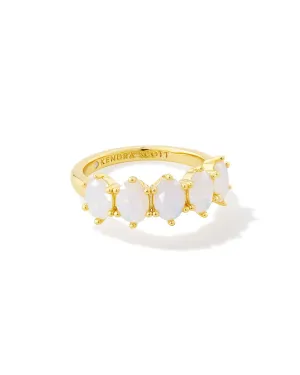 Kendra Scott Cailin Crystal Band Ring Gold Champagne Opal Crystal Size 6