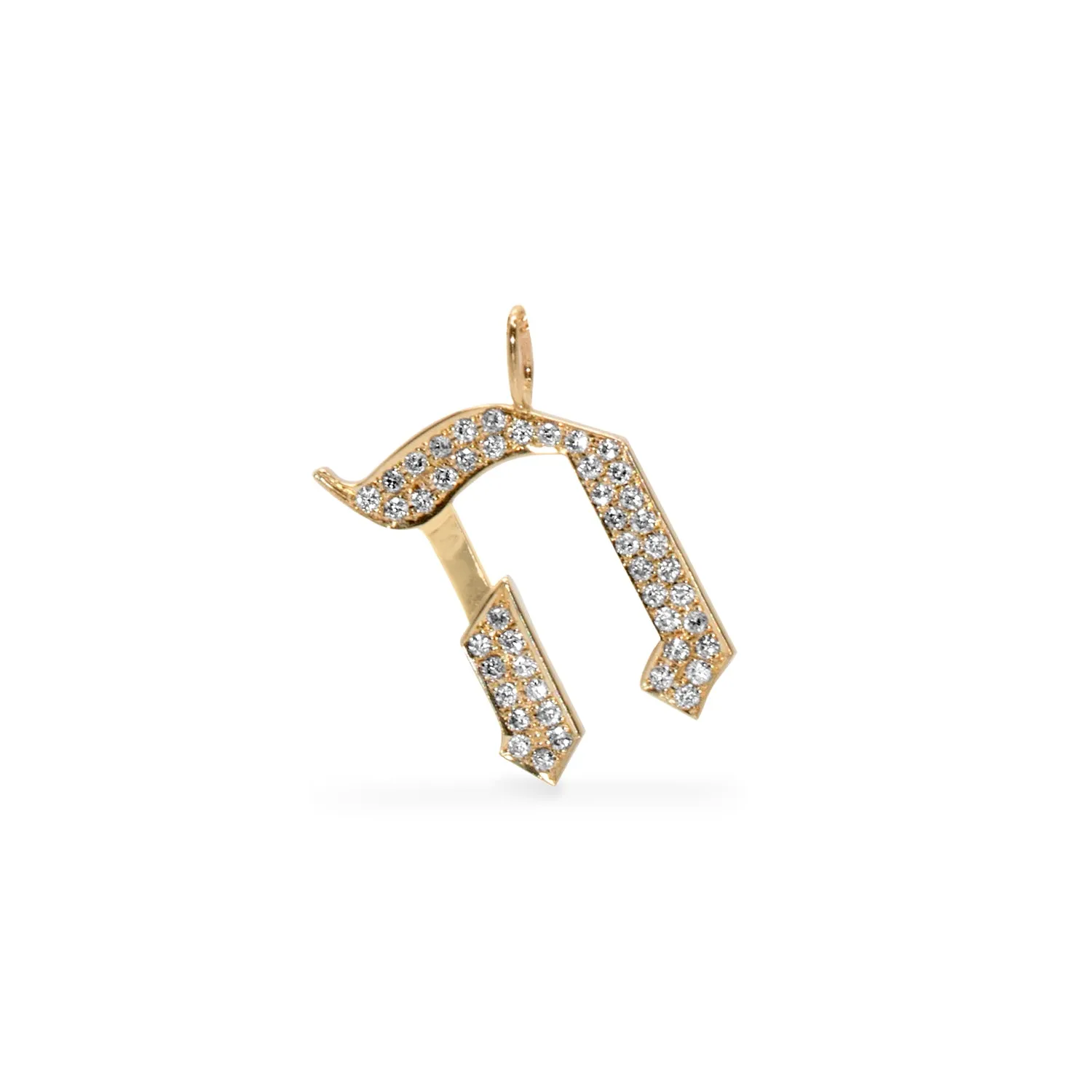 Letter Pendant - Large Aleph-Bet Encrusted Pendant With White Diamonds