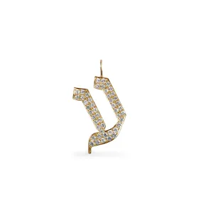 Letter Pendant - Large Aleph-Bet Encrusted Pendant With White Diamonds