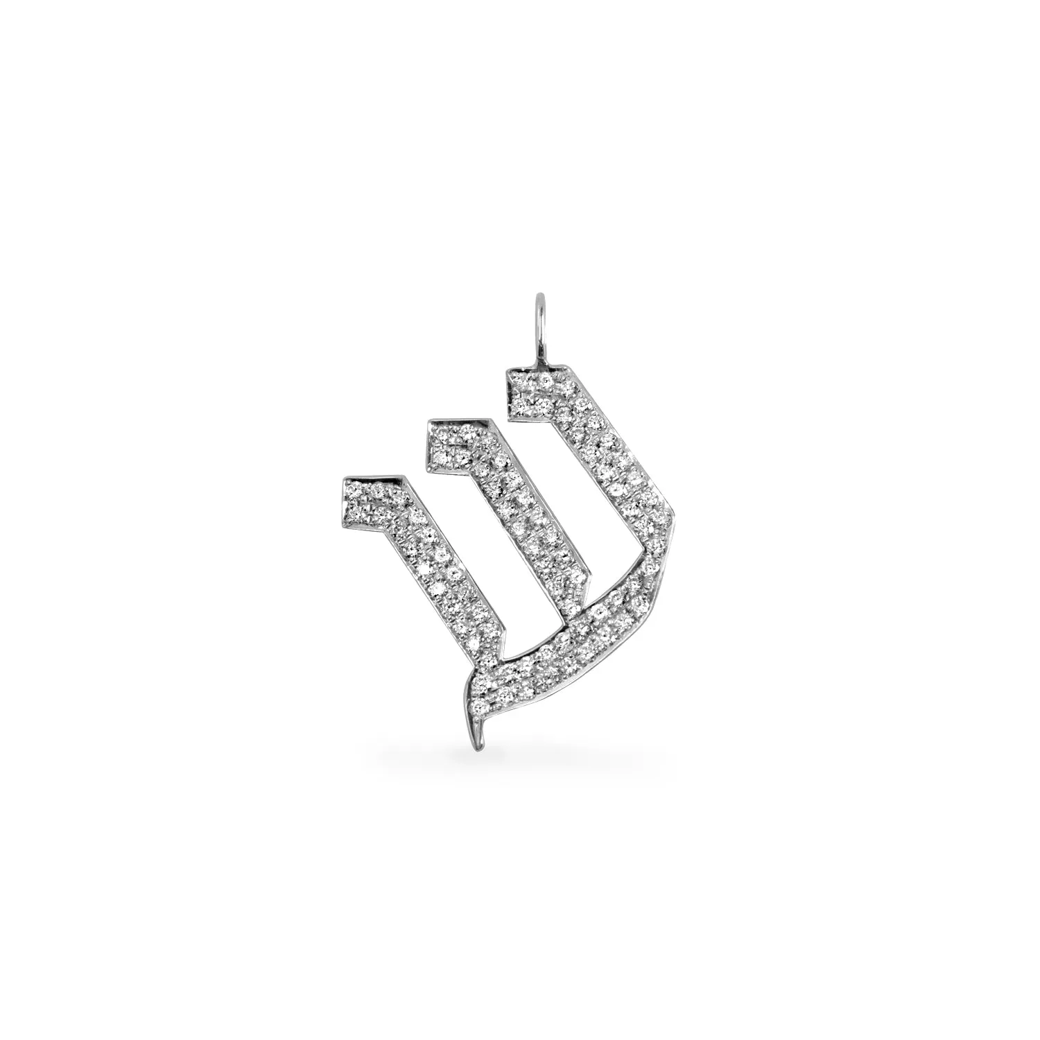 Letter Pendant - Large Aleph-Bet Encrusted Pendant With White Diamonds