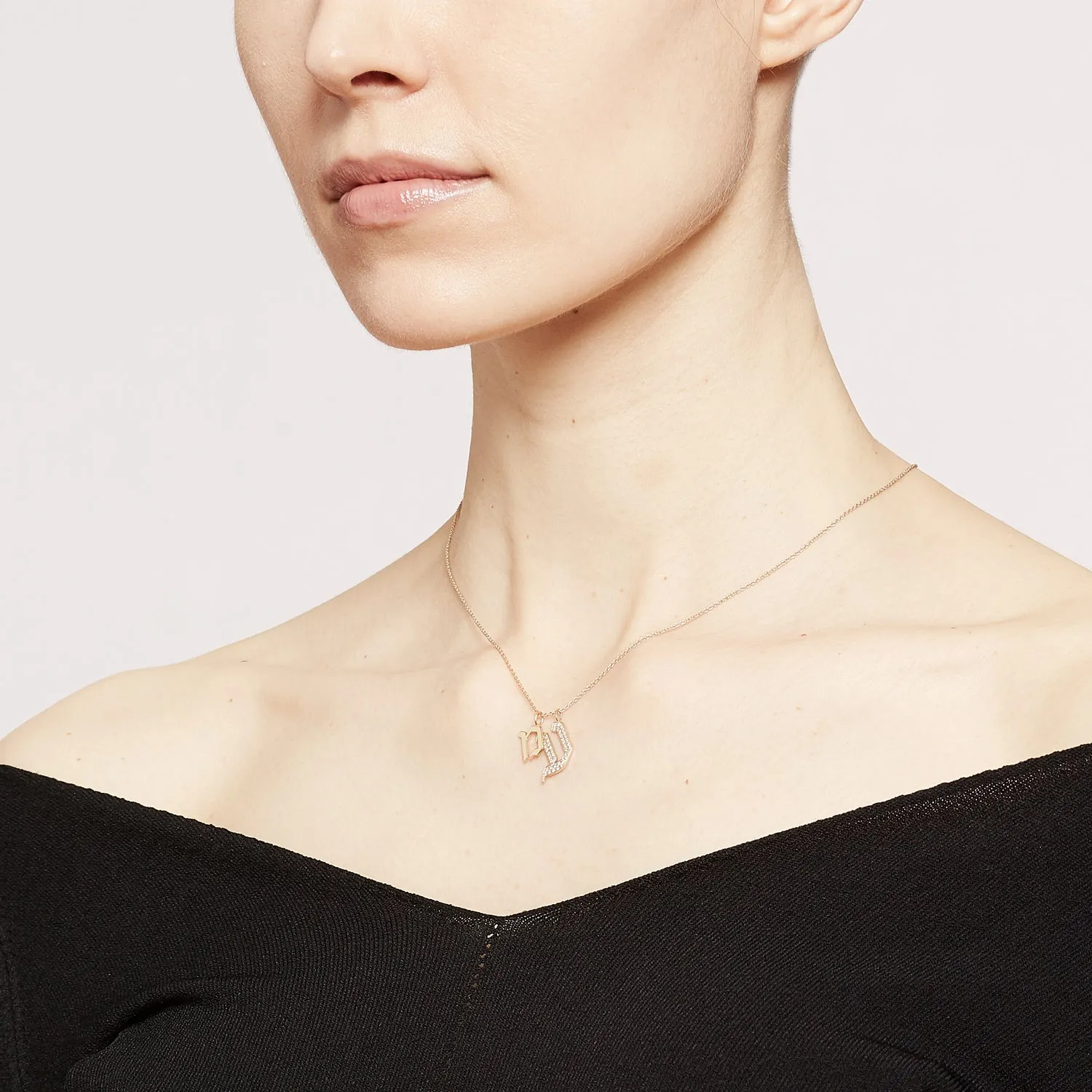 Letter Pendant - Large Aleph-Bet Encrusted Pendant With White Diamonds