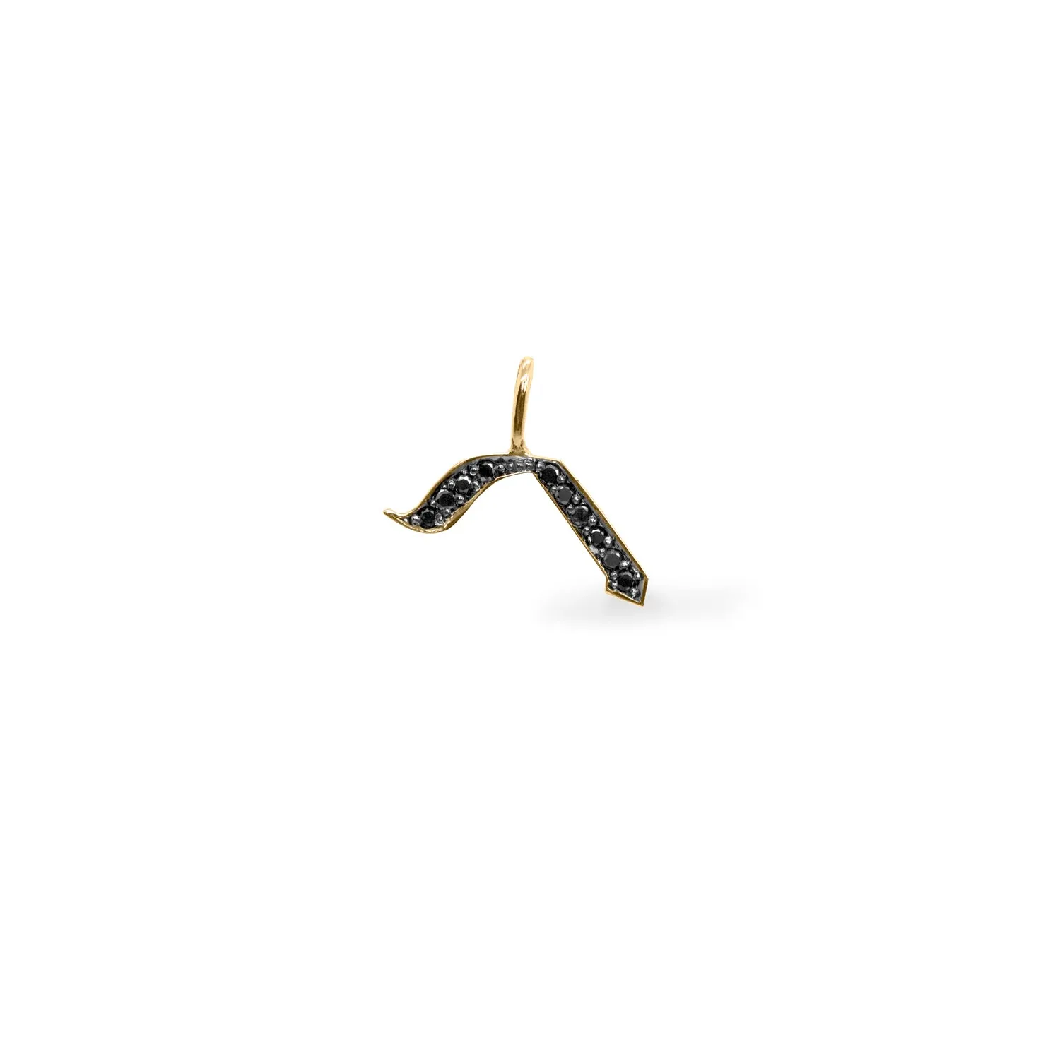 Letter Pendant -Small Aleph-Bet Encrusted Pendant Black Diamonds