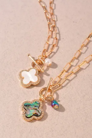 MOTHER OF PEARL CLOVER PENDANT NECKLACE