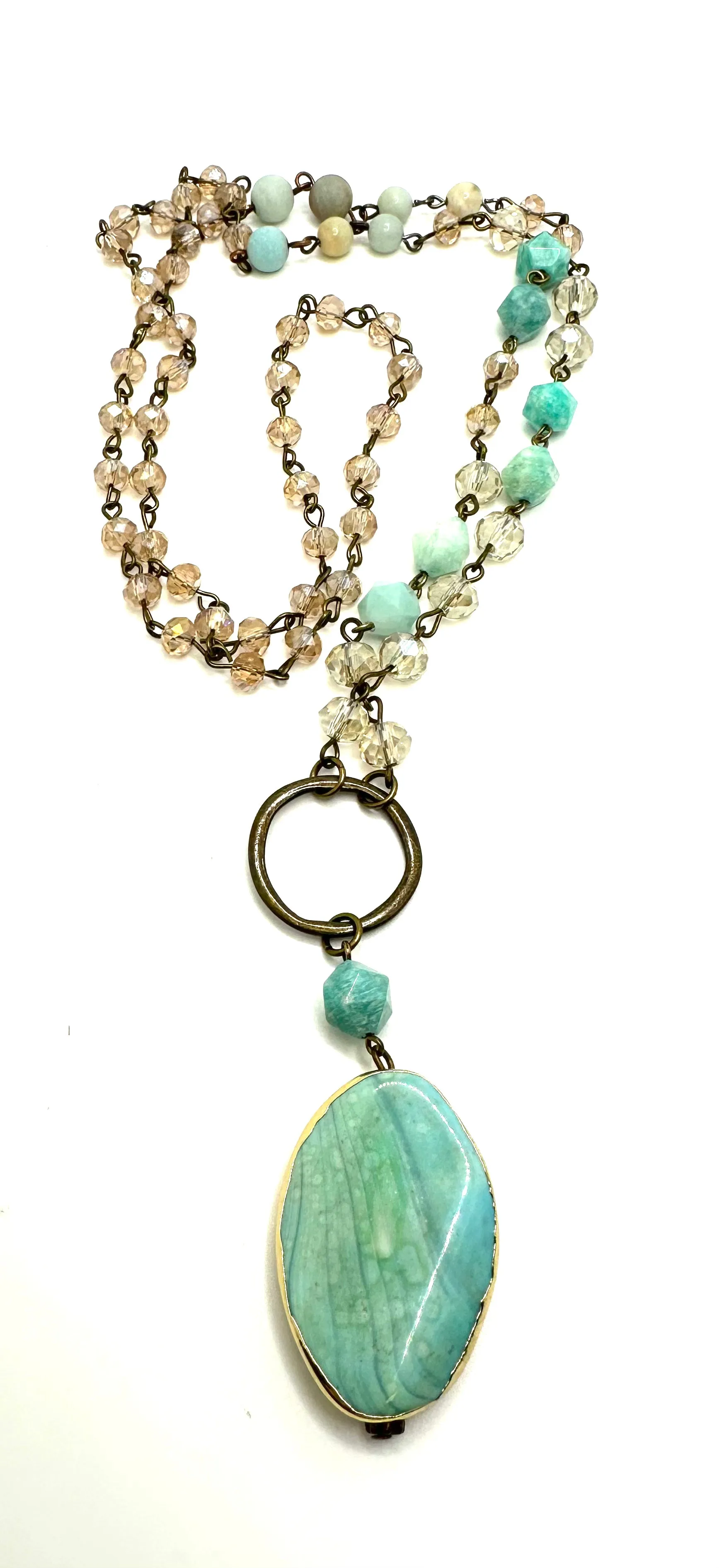 Multi Faceted Agate Stone Necklace