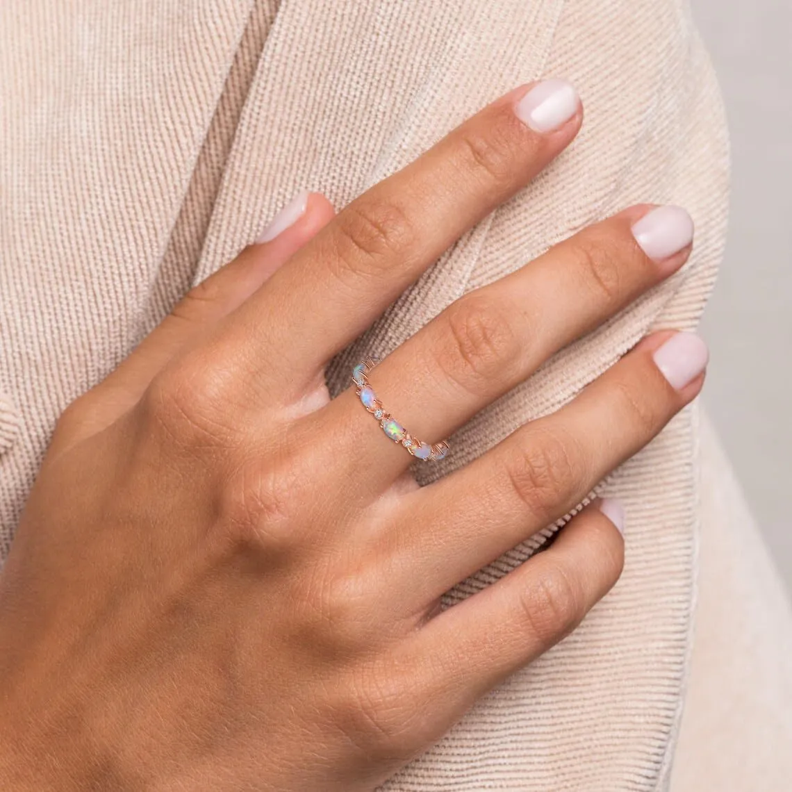 Opal Ring for Women Rose Gold Plated 925 Sterling Silver Opal Engagement Wedding Promise Rings Jewelry Gifts for Her
