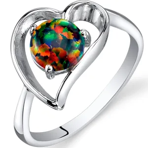Opal Round Cut Sterling Silver Ring Size 9