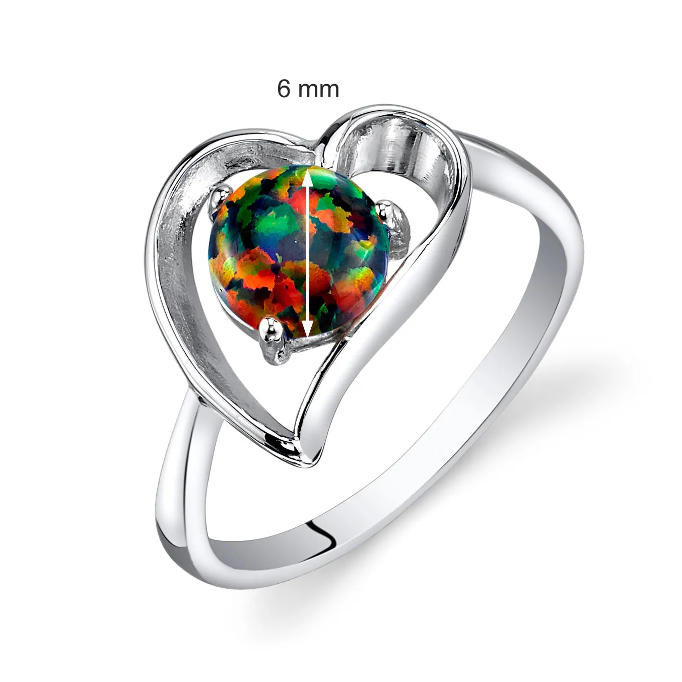 Opal Round Cut Sterling Silver Ring Size 9