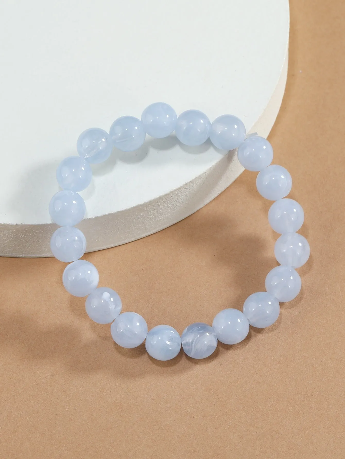 Pale Blue Minimalist Beaded Bracelet for Women Crafted Jewelry Stackable