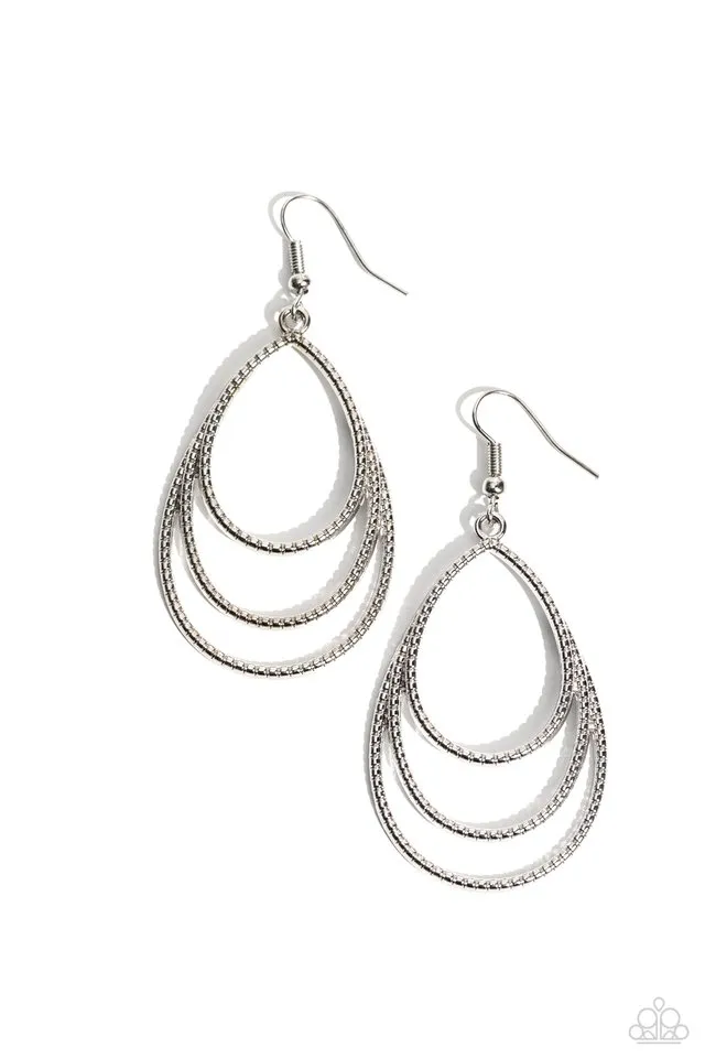 Paparazzi Earring ~ Trendy TIER-Drops - Silver