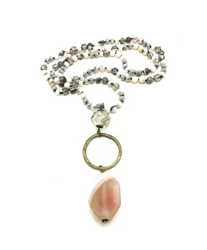 Pink Agate Long Necklace