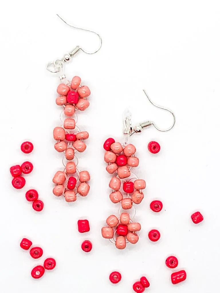 Pink flower earrings